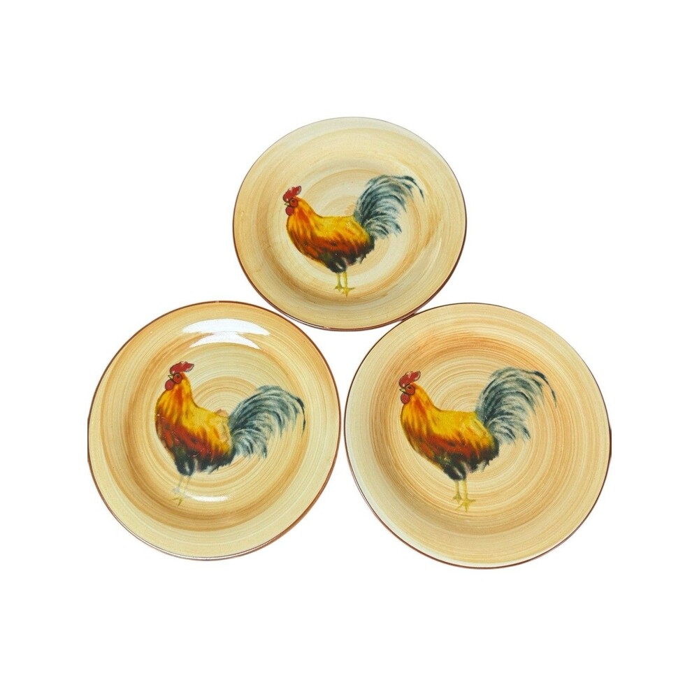 3 Oneida Casual Settings Morning Rooster Appetizer Plates 7" Farmhouse Chicken